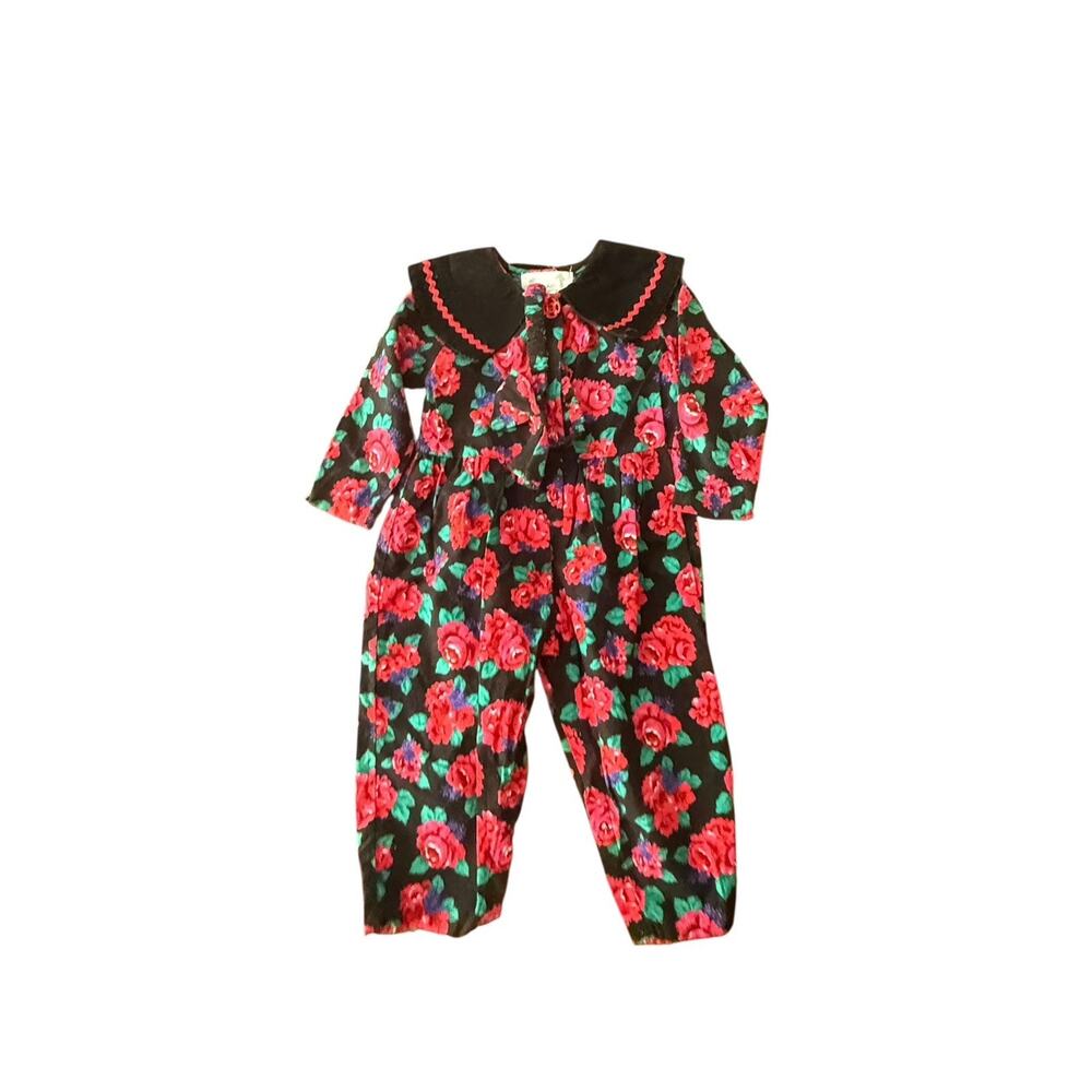 Vintage Rachel’s Kids One Piece‎ 100% Cotton Floral Romper size 2t with headband